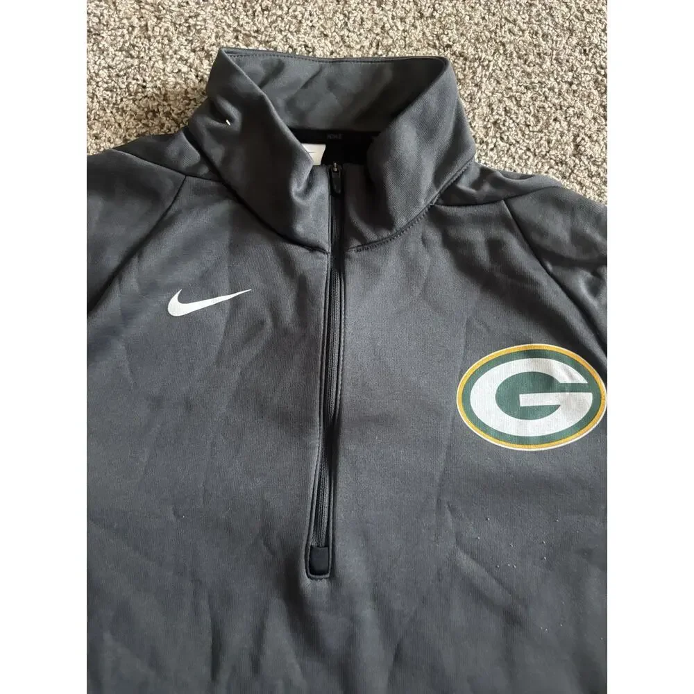 Nike Green Bay Packers NFL Football Dri-FIT 1/4 Zip Pullover Jacket, M, Gray